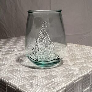 Set of 8 Recycled Glass Tumbler with Christmas Tree Design